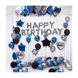 Party Propz Happy Birthday Balloons Decoration Kit 31 Pcs Set for Husband Boys Kids Balloons Decorations Items Combo with Helium Letters Foil Balloon Banner, Latex Metallic Balloons