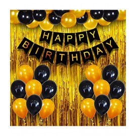 Party Propz Happy Birthday Banner Decoration Kit - 34Pcs Set for Boys Husband Balloons Decorations Items Combo with Metallic Balloons and Foil Curtain