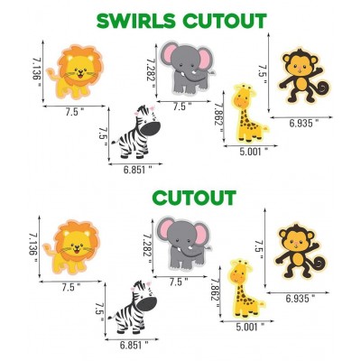 Party Propz Jungle Animal Swirls & Cradstock Cutout Combo For Jungle Theme Birthday Decoration