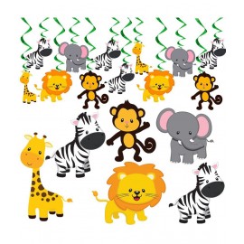 Party Propz Jungle Animal Swirls & Cradstock Cutout Combo For Jungle Theme Birthday Decoration