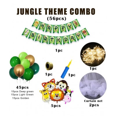 Party Propz Jungle Theme Party Decoration - 57Pcs For Boys Girls With Fairy Lights - Jungle Theme Birthday Party Decorations, Animal Theme Birthday Party Decorations, Animal Balloons, Birthday Theme,Theme Decoration