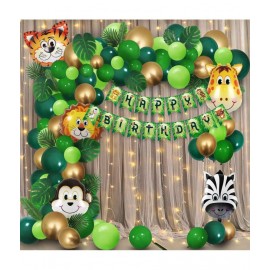 Party Propz Jungle Theme Party Decoration - 57Pcs For Boys Girls With Fairy Lights - Jungle Theme Birthday Party Decorations, Animal Theme Birthday Party Decorations, Animal Balloons, Birthday Theme,Theme Decoration