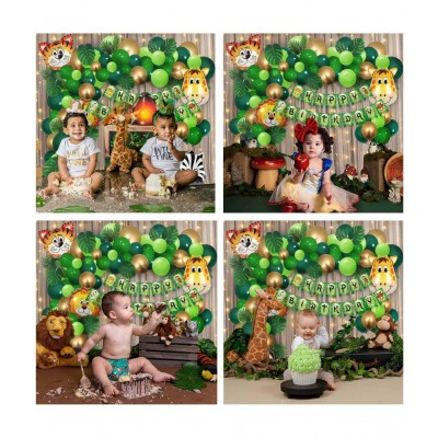 Party Propz Jungle Theme Party Decoration - 57Pcs For Boys Girls With Fairy Lights - Jungle Theme Birthday Party Decorations, Animal Theme Birthday Party Decorations, Animal Balloons, Birthday Theme,Theme Decoration