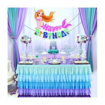 Party Propz Mermaid Happy Birthday Banner for Birthday Decoration Set of 1