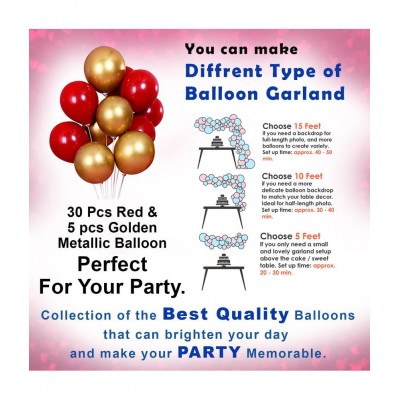 Party Propz Red And Golden Happy Anniversary Decorations for Home Kit - 40Pcs Combo Set with Lights for Home Bedroom Decorations - Happy Anniversary Foil Balloon, Love Banner, Balloons - Husband Wife Mom Dad Parents