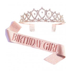 Party Propz Rose Gold Birthday Girl Sash and Crown For Decorations Items/ Birthday Gifts For Best Friend Girl/One Year, 2nd, 13th, 16th, 18th, 20th, 21st, 25th,30th, 35th Bday Girls Headband