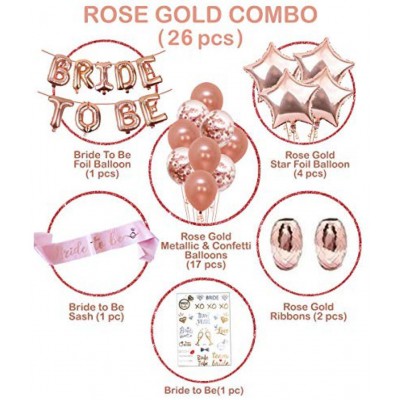 Party Propz Rose Gold Bride to Be Letter Balloons and Metallic Confetti Balloons Star Foil Balloons; Sash and Ribbons Set for Bridal Shower Decorations -26 Pcs