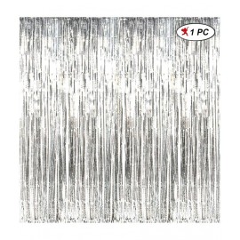 Party Propz Silver Foil Curtain Pack Of 1 For marriage, Birthday and Anniversary, Baby Shower, Graduation and Photo booth Props Decoration