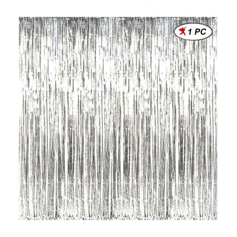 Party Propz Silver Foil Curtain Pack Of 1 For marriage, Birthday and Anniversary, Baby Shower, Graduation and Photo booth Props Decoration