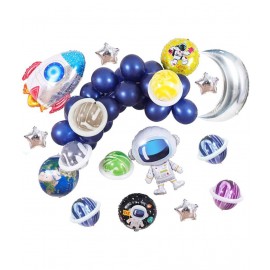 Party Propz Space Theme Birthday Balloons Decoration Kit Combo - 33Pcs Boys Girls Astronaut Kids Party Supplies,Unique Outer Space Balloon Garland Kit,HighQuality PremiumDesign Latex and Foil Balloon