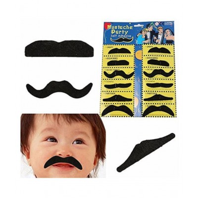 Party Propz Stickon Moustache, Black (Set of 12)
