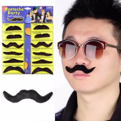 Party Propz Stickon Moustache, Black (Set of 12)