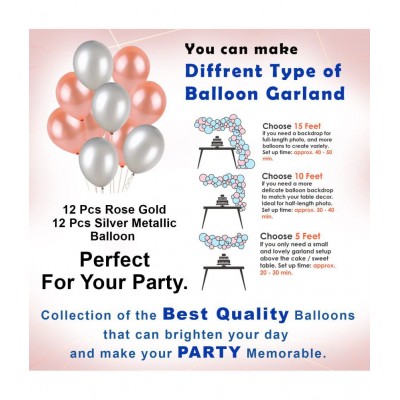 Party propz Anniversary Decoration Items Combo For Home -31 Items Rose Gold Combo Set Bunting, Curtains, Balloons, Foil Balloons anniversary decoration items For Bedroom