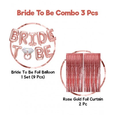 Party propz Bride To Be Combo / Rose Gold Bride to Be Foil Balloon Decoration With Curtain Set 3Pcs for Bridal Shower Decorations Items/Bachelorette Party Supplies