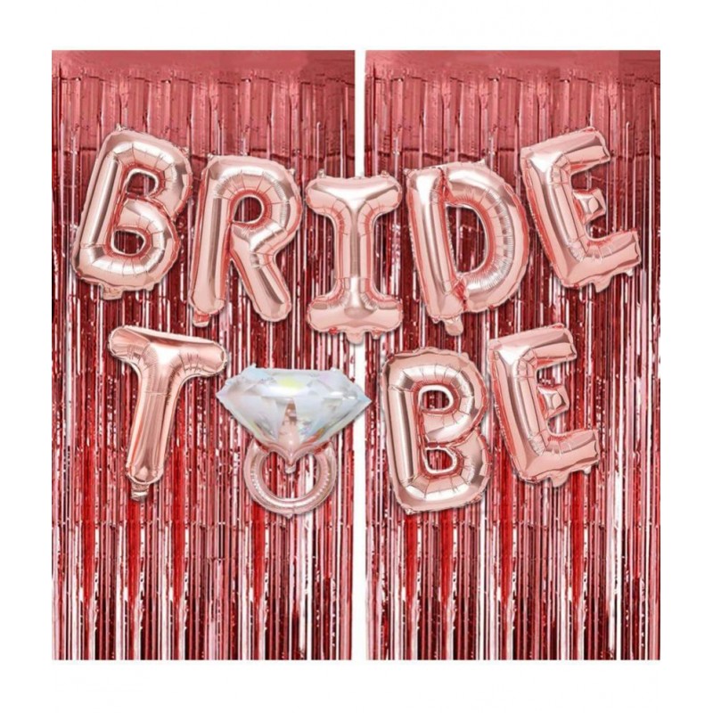 Party propz Bride To Be Combo / Rose Gold Bride to Be Foil Balloon Decoration With Curtain Set 3Pcs for Bridal Shower Decorations Items/Bachelorette Party Supplies
