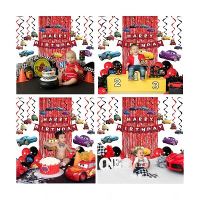Party propz Car Theme Birthday Decoration Combo - 46Pcs Birthday Decoration Kit Car Theme for Boys - Birthday Decoration for Boys Theme/ Happy Birthday Decoration Kit for Boy