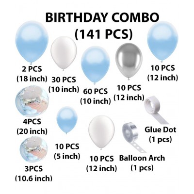 Party propz Happy Birthday Balloons Set / Blue Happy Birthday balloons Garland Kit-138Pcs Birthday Decorations Kit For Boys/Blue Balloons for Decoration/Helium Balloons for Birthday Decoration 1st Bday/Ballon Packet/ Balloon Arch