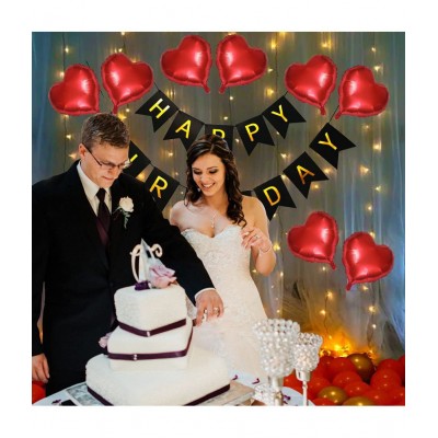 Party propz Happy Birthday Decoration Kit / Happy Birthday Banner & Balloons Decoration Kit - 73Pcs Combo Set - Birthday Banner, Heart Foil Ballons, Metallic & Latex Balloon, String Lights - Birthday Decor Items For Men & Women