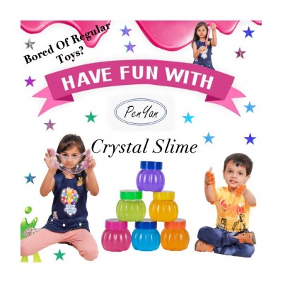 Penyan™ Crystal Slime Pack of 2, 150 Grm Bottle, With Animal Inside, Non Toxic DIY Crystal Clay Soft Slime Magic Mud in Assorted Colors Set Toy Gifts ( Age 3+ Year )
