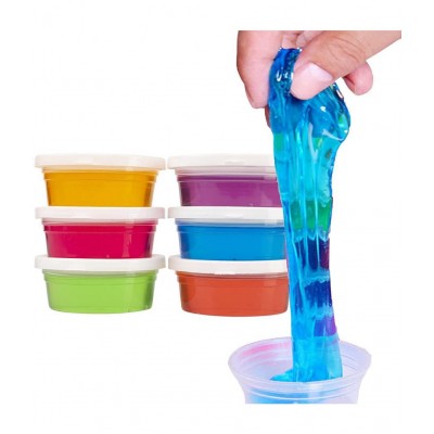Penyan™ Crystal Slime Pack of 6, Non Toxic DIY Crystal Clay Soft Slime Magic Mud in Assorted Colors Set Toy Gifts ( Age 3+ Year )