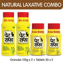 Pet Saffa Natural Laxative Granules 120gm (Pack of 2) + 30 Tablets (Pack of 2) Combo Pack (Helpful in Constipation, Gas, Acidity, Kabz), Ayurvedic Medicine