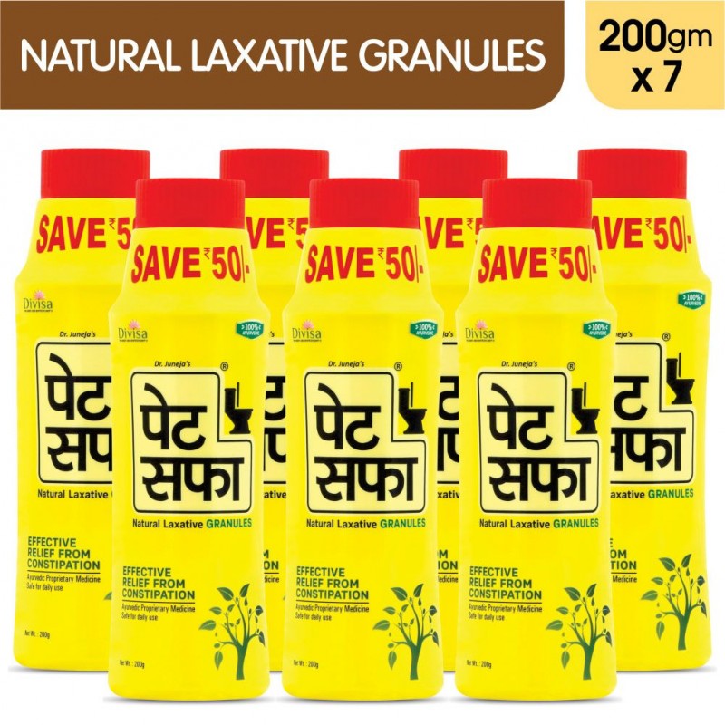 Pet Saffa Natural Laxative Granules 200gm, Pack of 7 (Helpful in Constipation, Gas, Acidity, Kabz), Ayurvedic Medicine