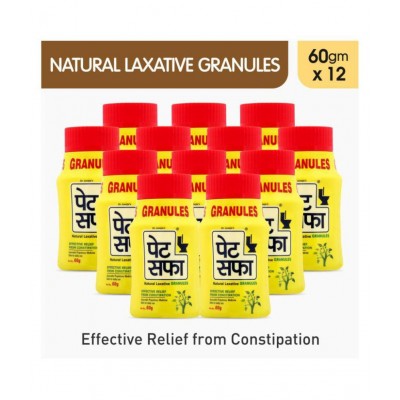 Pet Saffa Natural Laxative Granules 60gm, Pack of 12 (Helpful in Constipation, Gas, Acidity, Kabz), Ayurvedic Medicine