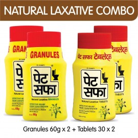 Pet Saffa Natural Laxative Granules 60gm (Pack of 2) + 30 Tablets (Pack of 2) Combo Pack (Helpful in Constipation, Gas, Acidity, Kabz), Ayurvedic Medicine