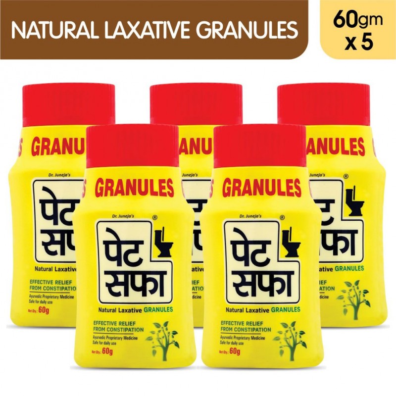 Pet Saffa Natural Laxative Granules 60gm, Pack of 5 (Helpful in Constipation, Gas, Acidity, Kabz), Ayurvedic Medicine