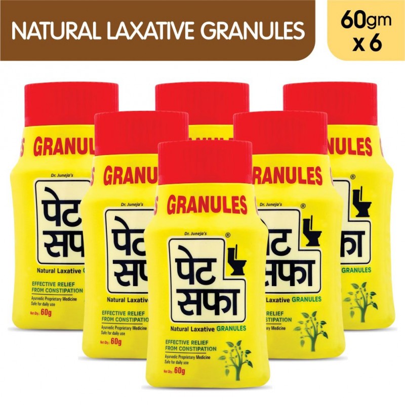 Pet Saffa Natural Laxative Granules 60gm, Pack of 6 (Helpful in Constipation, Gas, Acidity, Kabz), Ayurvedic Medicine