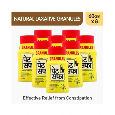 Pet Saffa Natural Laxative Granules 60gm, Pack of 8 (Helpful in Constipation, Gas, Acidity, Kabz), Ayurvedic Medicine