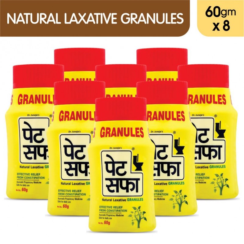 Pet Saffa Natural Laxative Granules 60gm, Pack of 8 (Helpful in Constipation, Gas, Acidity, Kabz), Ayurvedic Medicine