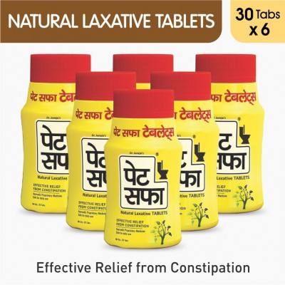 Pet Saffa Natural Laxative Tablets 30 Tablets, Pack of 6 (Helpful in Constipation, Gas, Acidity, Kabz), Ayurvedic Medicine