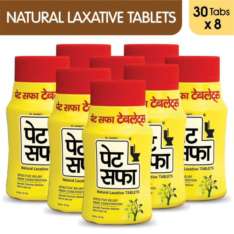 Pet Saffa Natural Laxative Tablets 30 Tablets, Pack of 8 (Helpful in Constipation, Gas, Acidity, Kabz), Ayurvedic Medicine