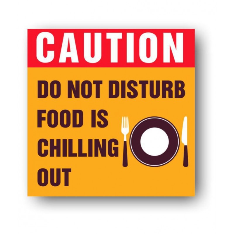 Photojaanic DON'T DISRURB FOOD IS CHILLING OUT Rubberized Square Fridge Magnets Fridge Magnet - Pack of 1