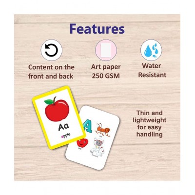 Photojaanic Flashcards for Kids 55 Cards - Alphabets | Emotion | Colours 1 to 6 Year Kids | Flashcards for Toddlers | Kids Learning with Fun
