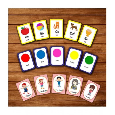 Photojaanic Flashcards for Kids 55 Cards - Alphabets | Emotion | Colours 1 to 6 Year Kids | Flashcards for Toddlers | Kids Learning with Fun