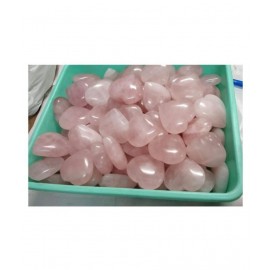 Pink Rose Quartz Puff Heart Natural Agate Stone