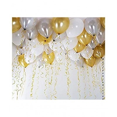 Pixelfox  Anniversary Party Decoration Balloons (Gold, Silver, Pack of 50)