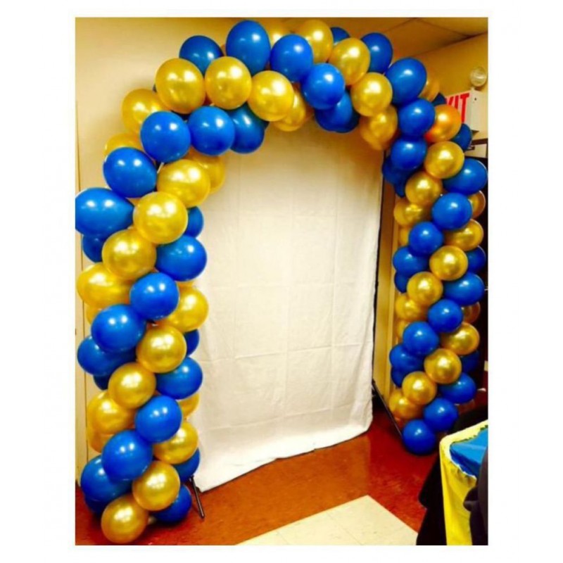 Pixelfox 50 Metallic Balloons Combo (Blue, Golden) Balloons (12 Inchs)