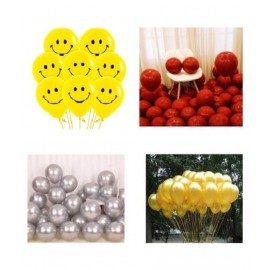 Pixelfox Complete Party Combo Balloons (Gold, Silver, Red, Smiley Yellow, Pack of 50)