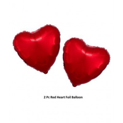 Pixelfox Happy Anniversary Letters Foil Balloons (Golden) + 2 Red Heart Foil Balloons + 50 Red Party Decorations Balloons