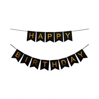 Pixelfox Happy Birthday Banner (Black) + Multi Candy Balloons (Pack of 50)