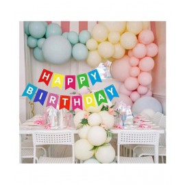 Pixelfox Happy Birthday Banner (Multi) + Multi Candy Balloons (Pack of 50)