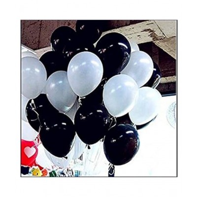 Pixelfox Happy Birthday Letter Foil Balloon Set of Rose Gold+HD Metallic Balloons (Black and White) Pack of 30pcs for Birthday Party