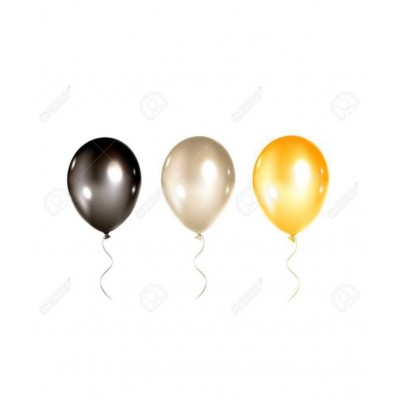 Pixelfox Happy Birthday Letter Foil Balloon Set of Silver + Pack of 30 HD Metallic Balloons (Gold, Black and Silver) + 1 Silver Star (10 inch)