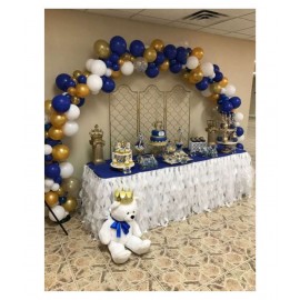 Pixelfox Happy Birthday Party Balloon Metallic Golden, White and Blue (Pack of 50)