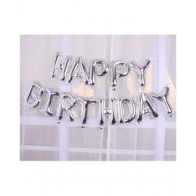 Pixelfox Happy Birthday Silver Foil Balloon(16 Inchs)+ 30 Pink Metallic Balloons(12 Inchs) for happy birthday decoration item, birthday decoration kit, birthday balloon decoration combo for Boys, Girls, Kids, husband and Wife.