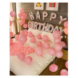 Pixelfox Happy Birthday Silver Foil Balloon(16 Inchs)+ 30 Pink Metallic Balloons(12 Inchs) for happy birthday decoration item, birthday decoration kit, birthday balloon decoration combo for Boys, Girls, Kids, husband and Wife.