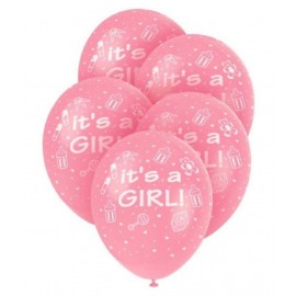 Pixelfox "It's a Girl" Printed Balloons for Baby Shower (Pink) Pack of 25